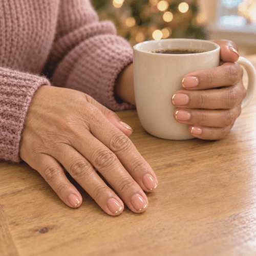neutral holiday nails