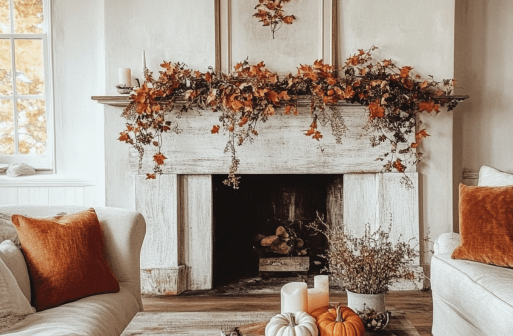 easy fall mantel decorations