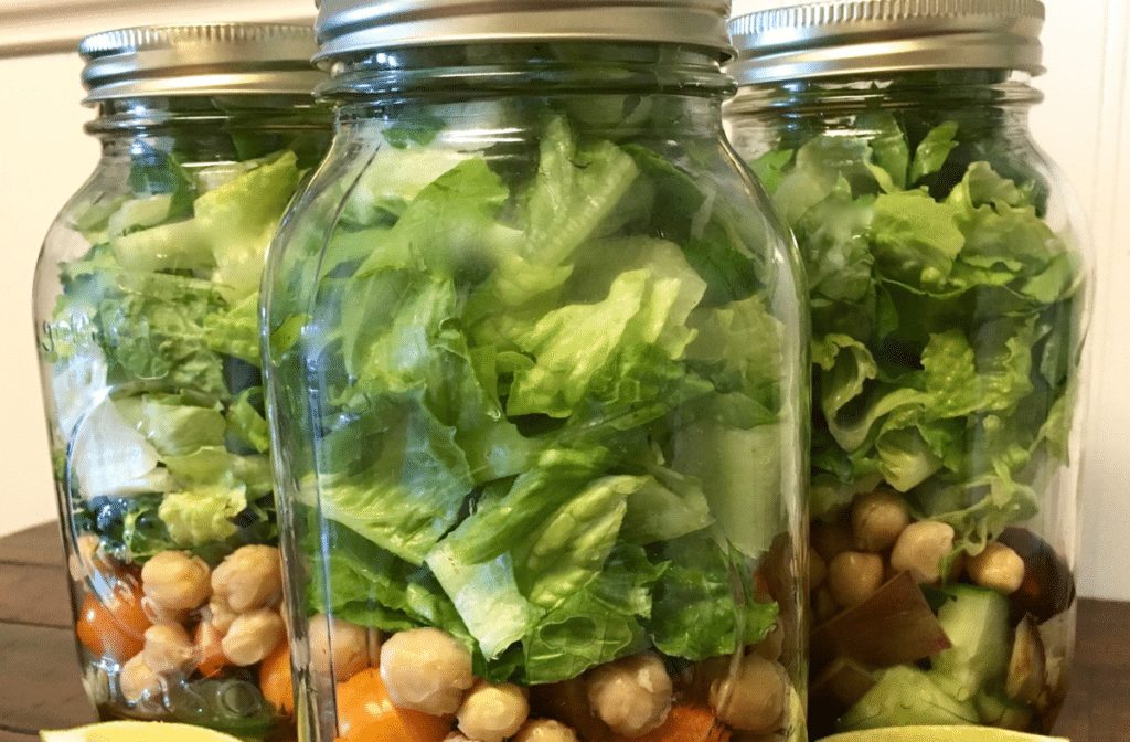Garden Veggie Mason Jar Salad with Homemade Dressing